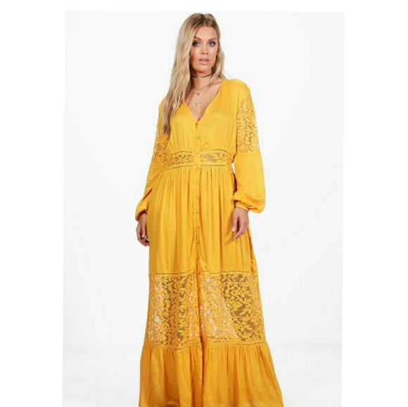 canary yellow long dress